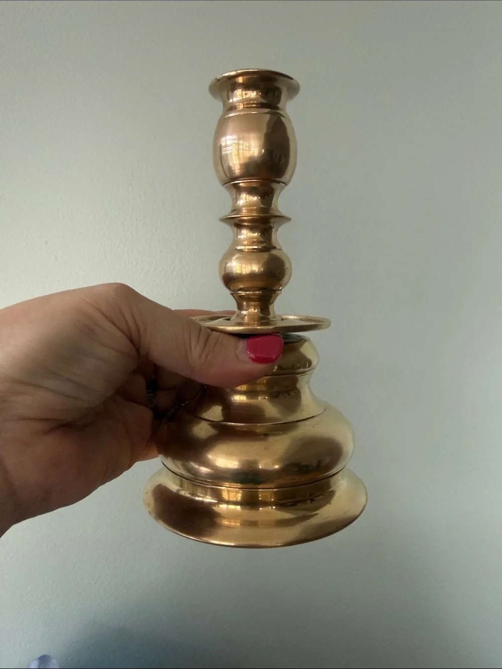 Vintage Solid Brass Tiered Baluster Stem Candlestick Holder 7”